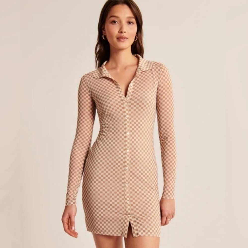 Abercrombie Long-Sleeve Mesh Shirt Dress